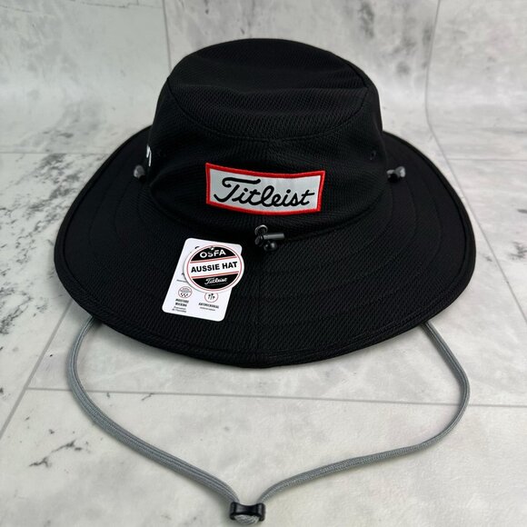 NEW Titleist Tour Aussie Black/White Bucket Golf Hat - Picture 2 of 6